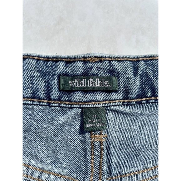 WILD FABLE HIGHEST RISE CUTOFF BLUE DENIM SHORTS FRAYED HEM DISTRESSED SZ 16 NWT - Picture 5 of 8